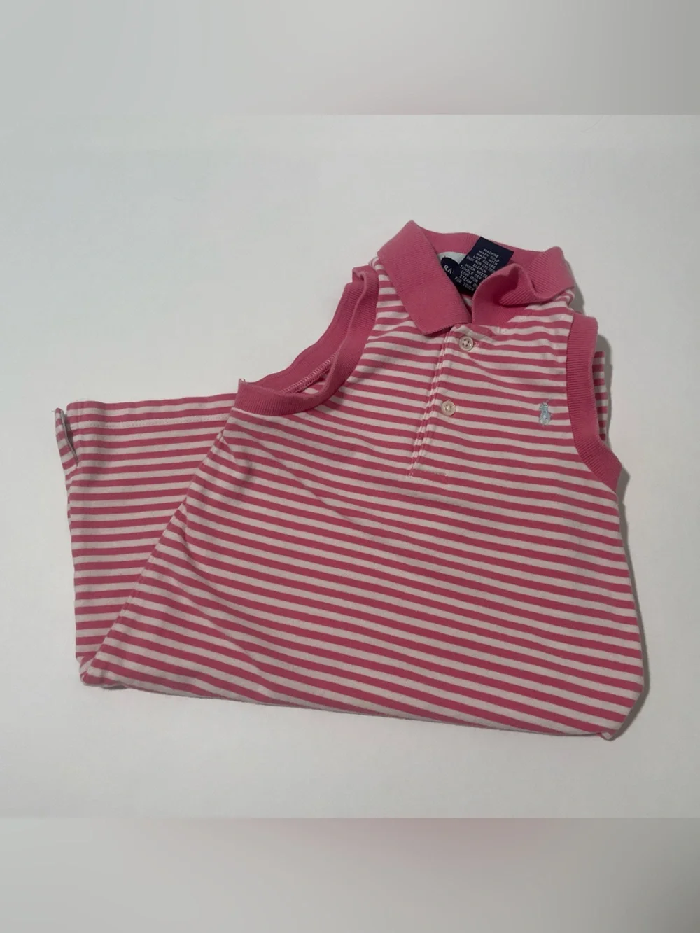 Ralph Lauren Pink & White Striped Polo Dress Preppy Golf Classic Luxury